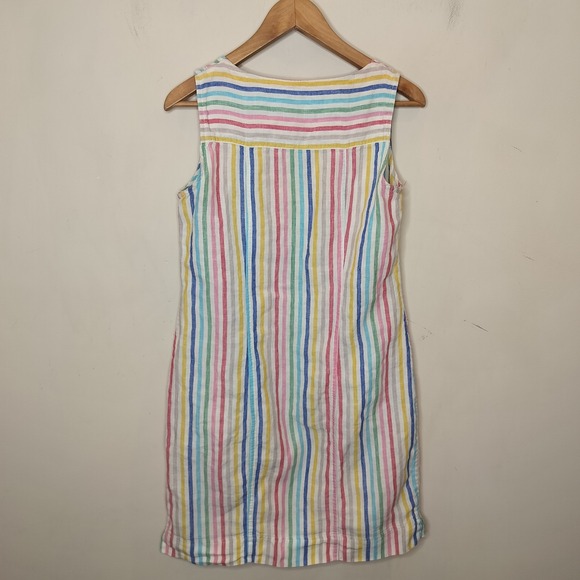 Boden Linen Rainbow Stripe Dress w/ Pockets - Picture 10 of 12